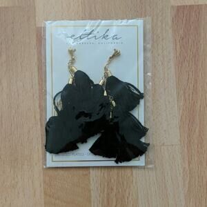 Ettika Day Dreamer Tassel Earrings in Black and Gold - Sz O/S - NIP